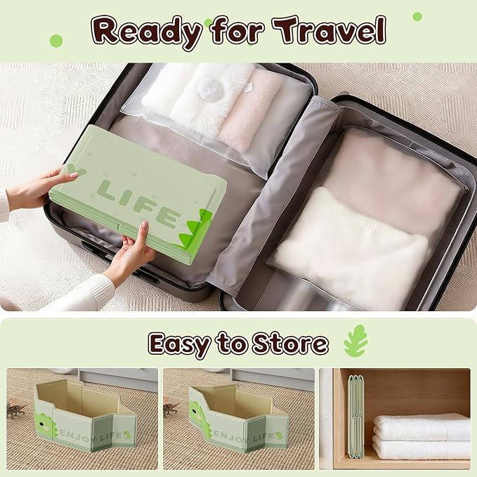 Collapsible Baby Bathtub for Shower, Portable Foldable Toddler Bath Tub with Non-Slip Base, Compact Travel Essentials for Kids & Infants, Easy Storage in Small Spaces, Dinosaur Pattern