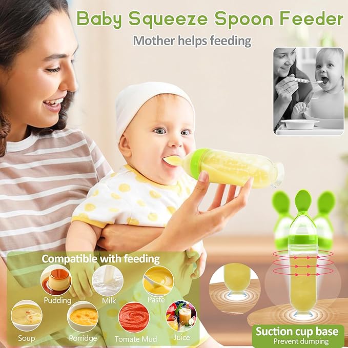 WAJIAYON Baby Fruit Feeder Pacifier - 12 Pack | 2 Infant Food Feeder Pacifier & 1 Babies Food Dispensing Spoon | Fresh Fruit Teethers for Babies | Silicone Feeder Baby,Infant Teething Feeders(Green)