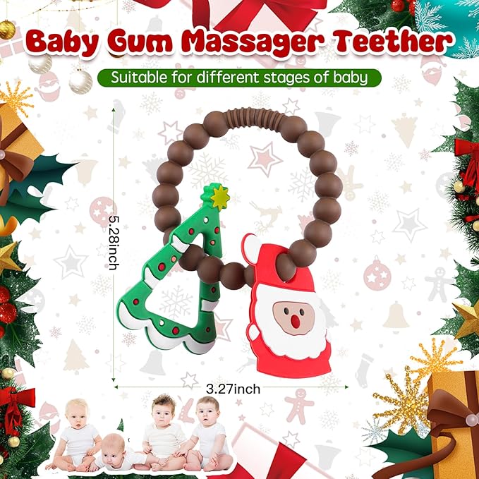 Christmas Teething Toys Christmas Teether for Christmas Stocking Stuffers Party Favors Gifts