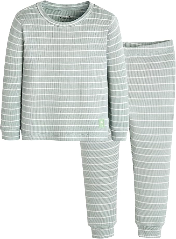 moimoln Stripe Pajamas Set 12M-8Y Ribbed Unisex Baby & Toddler, Soft Viscose, Snug-Fit, Everyday Sleepwear
