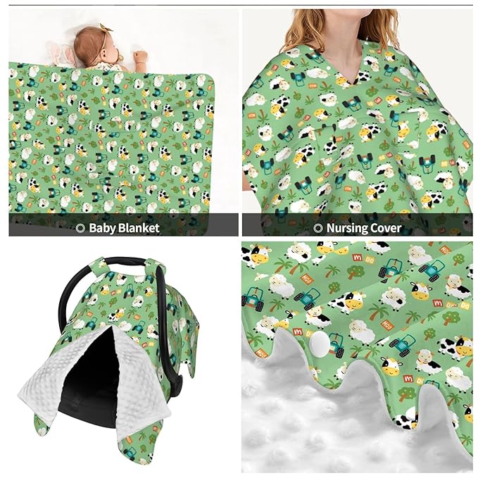 Funny Cow in Farm Yard Baby Car Seat Canopy Nursing Cover for Newborn Car Seat Breastfeeding Covers Blanket Newborn Shower Gift