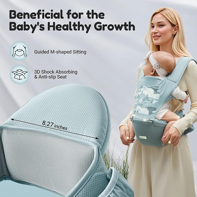 Baby Carrier, SEEDNUR Baby Carrier with Hip Seat, Baby Carrier Newborn to Toddler for Ergonomic M Position, 6-in-1 Adjustable Baby Hip Seat for 3-36 Month, Hands-Free Perfect for Travel & Shopping