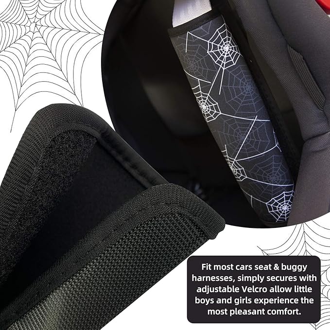 Spider Seat Belt Cover for Kids, Seat Belt Pad for Boys, Car Seat Straps Shoulder Pads for Kids, Kid's Seat Belt Cushion, Shoulder Strap Pad, 1 Piece(Black）