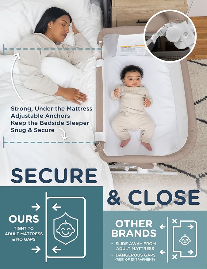 Baby Delight Beside Me Dreamer Bassinet | Bedside Sleeper & Baby Bassinet | 6-Position Height Adjustment | 100% GOTS Certified Organic Cotton Fabric | Organic Mocha