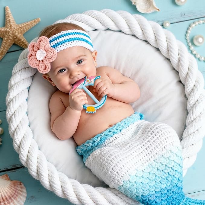Valentines Teether for Babies - SHARE&CARE Valentines Day Gifts Silicone Teething Toy, Women Gift for Mom, Wife,Her, Holiday Baby Chew Toy for 3 Months+, BPA-Free,Baby Shower (Mermaid)