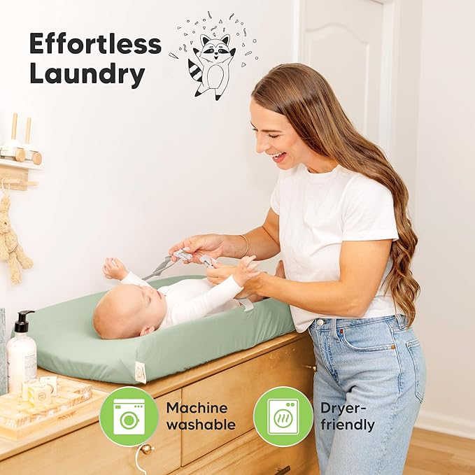2-Pack Baby Changing Pad Cover for Girl, Boy - 32x16 Soft Viscose Derived from Bamboo Baby Diaper Changing Table Pad Cover Sheets, Neutral, Snug Fit Nursery Diaper Change Sheets (Sage)