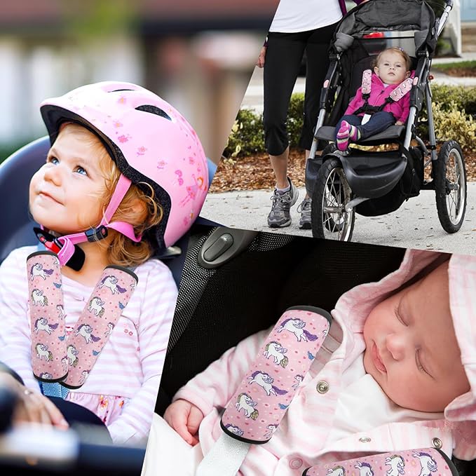 Seat Belt Cover for Kids, Seat Belt Pad for Boys Girls, Car Seat Straps Shoulder Pads for Kids, Kid's Seat Belt Cushion, Shoulder Strap Pad, 1 Piece （Pink Unicorn）