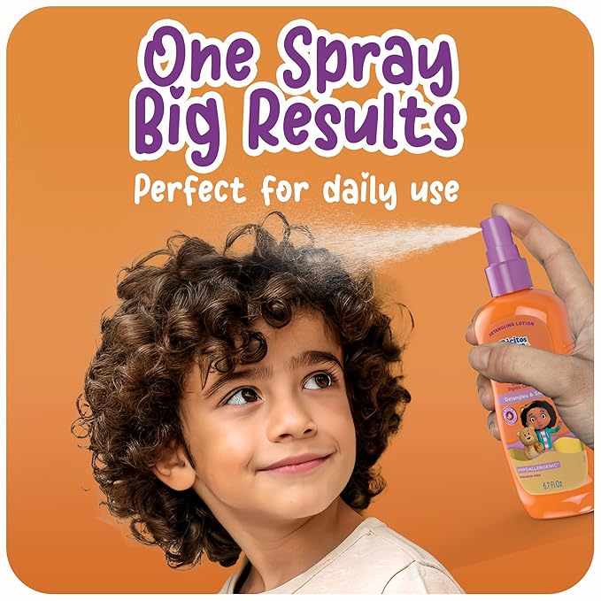 Ricitos de Oro Detangler Spray for Kids: Detangles and Softens Curls, Shea Butter insused for Soft Hair, Frizz-Free Control, Sensitive Scalps safe, Keeps Curls Bouncy and Defined, Size 6.7 Oz, 2-Pack