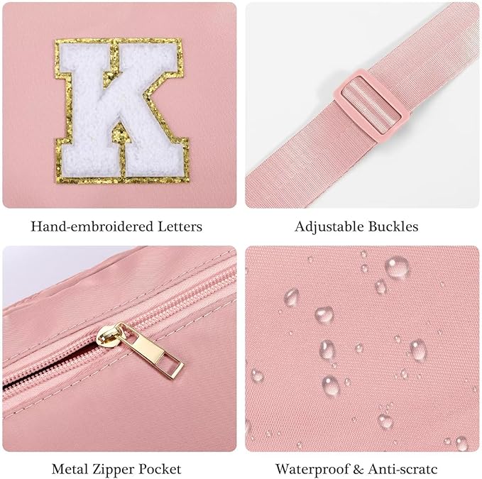 YOOLIFE Bridesmaid Gifts - Bridal Shower & Bachelorette Party Decorations, Pink Initial Crossbody Bag