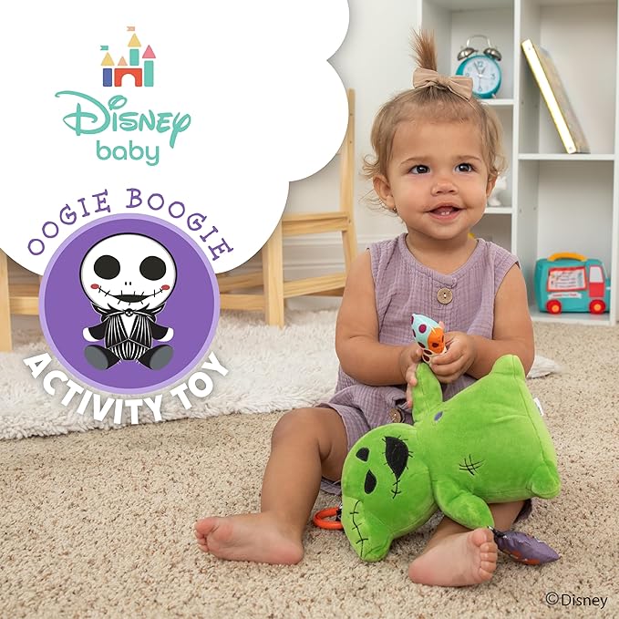 Kids Preferred Disney Baby Nightmare Before Christmas Oogie Boogie On The Go Activity Toy with On The Go Clip, Crinkle, Squeaker, and Rumble Sound