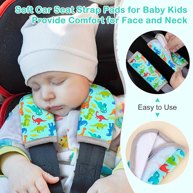 Seat Belt Cover Pad for Baby, Soft Seatbelt Cushion Covers for Kids 2Pcs Car Seat Strap Shoulder Pads for All Car Seats, Stroller, High Chair