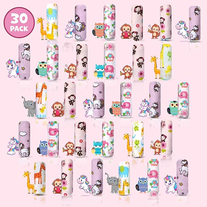 Omilion Baby Washcloth – 30 Pack of Flannel Newborn Washcloths – 100% Cotton - Fun, Colorful Designs – Reusable – Washable – 7x10 Inch Infant Washcloth Set