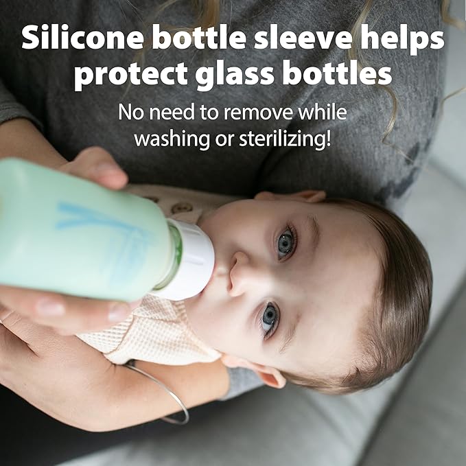 Dr. Brown's Anti-Colic Options+ Narrow Glass Baby Bottle with Level 1 Slow Flow Nipple, BPA-Free, 4 oz/120 mL, 0m+, 2 Count, 1-Pack