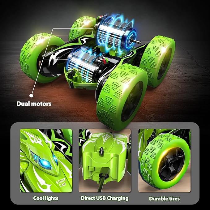 Remote Control Car,RC Cars for 4 5 6 7 8 9 10 11 12 Year Old Boy Double Sided 360°Flip 4WD Rechargeable Drift RC Race Car Boys Toys Birthday Gifts Christmas Basket Stuffers for Kids Age 4-12