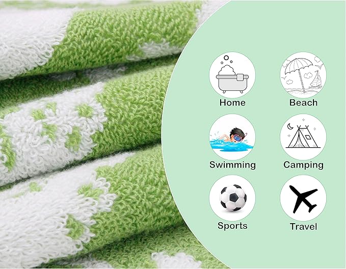 ORIGINAL KIDS Hand Towels - Bath Time in A While Crocodile Set of 6 Hand Towel - 100% Cotton Jacquard Super Soft Colorful Absorbent Quick Dry Easy Care Bathroom Face Towel Gift - 16 x 27 - Green Blue