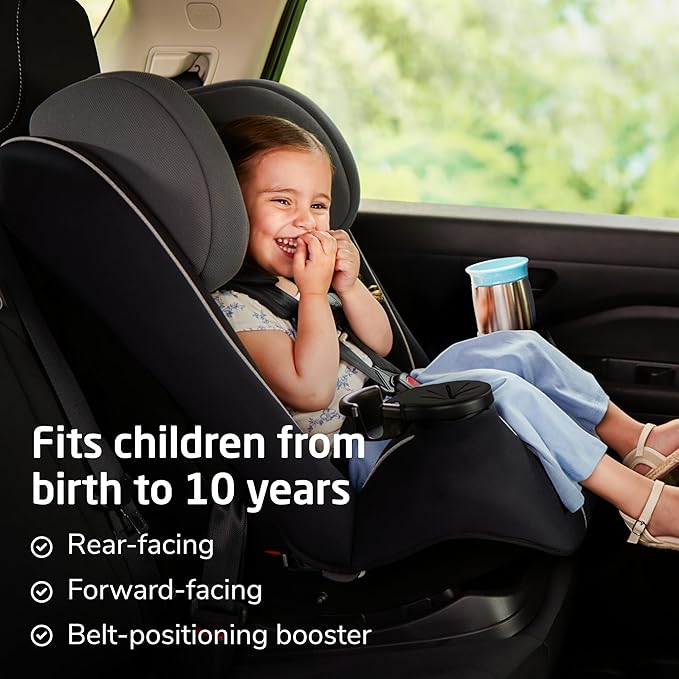 Maxi-COSI Pria Max+ All-in-One Baby Convertible Car Seat, Rear Facing, Forward Facing Infant Toddler Booster, Easy Latch Install, Magnetic Buckle, Adjustable Harness, Cup Holders, Sea Shadow