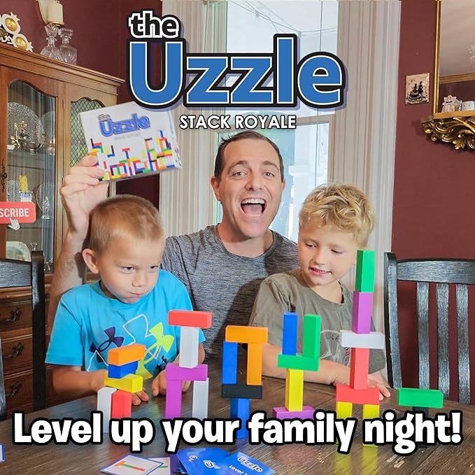 The Uzzle Stack Royale 3.0 by Uzzle Games (Bundle), Fun & Fast Family Board Games for Children & Adults, Block & Color Puzzle Games for Ages 4+