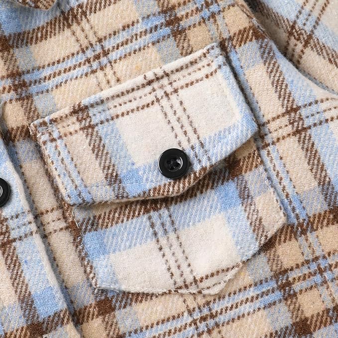 YOUNGER STAR Toddler Kids Boys Girls Flannel Hooded Plaid Shirt Button Baby Red Clothes