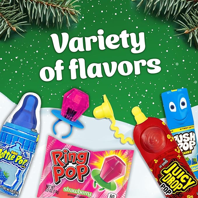 Candy Variety Pack Bag, 7 Ct Bulk Individually Wrapped Lollipops, Ring Pop, Push Pop, Baby Bottle Pop & Juicy Drop, Birthday Parties, Valentine's Gifts, Goodie Bags, Party Favors