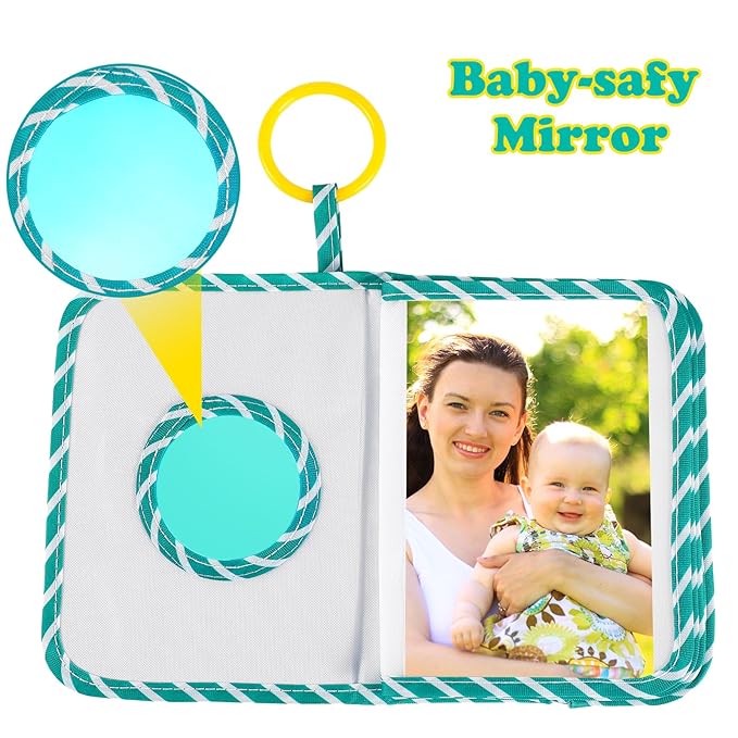 Baby Photo Album Holds 17 4x6 Pictures My First Soft Cloth Family Photo Book with Name Tag Stickers Fabric Kid Memory Keepsake Gift for Newborn Toddler Boy Girl Baby Shower(Green Dino)