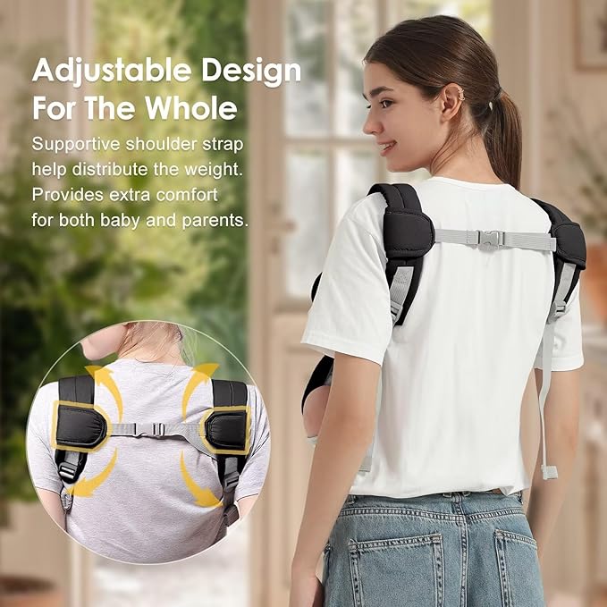 Baby Carrier Newborn to Toddler(7-30lbs), Toddler Carrier with Adjustable Shoulder Strap, Baby Holder Carrier with Breathable Mesh Fabric, Black
