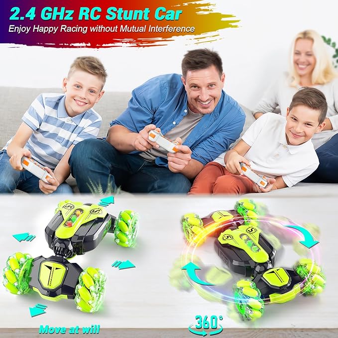 Gesture Sensing Remote Control Stunt Car - Boys Toys Age 6-8-12, 4WD Hand Controlled RC Twist Car with Light & Music, Cool Birthday Presents and Ideas Gifts for Kids Age 3 4 5 6 7 9 10 11 12 Years Old