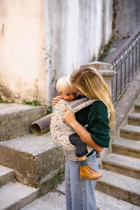 Beco Toddler Carrier (20-60 lbs) with Extra Wide Seat, 100% Cotton - Front-Carry & Backpack Style - Lightweight & Ergonomic Sling Carrier for Children from 18months - Geometric