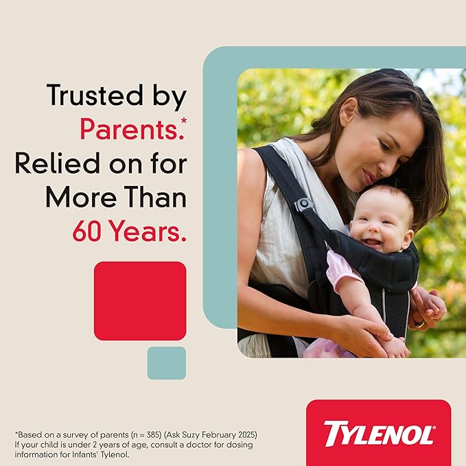 Infants' Tylenol Liquid Pain Relief & Fever Medicine, Oral Suspension, Acetaminophen for Sore Throat, Headache & Teething, Pain Reliever & Fever Reducer for Kids; Cherry Flavor, 2 fl. oz.; Pack of 1