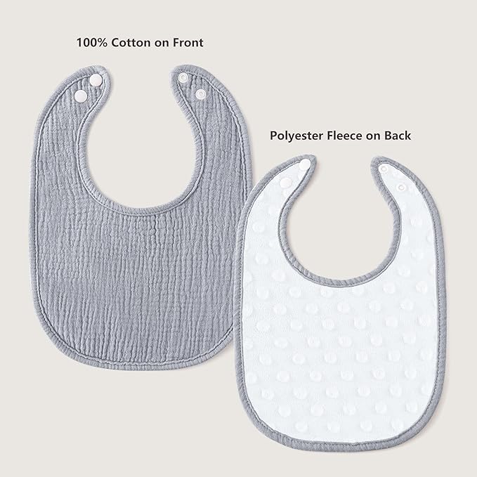 Susurration Muslin Baby Bibs 6 Pack Cotton Baby Drool Bibs,Soft Adjustable Baby Drooling Bibs for Unisex Boys Girls
