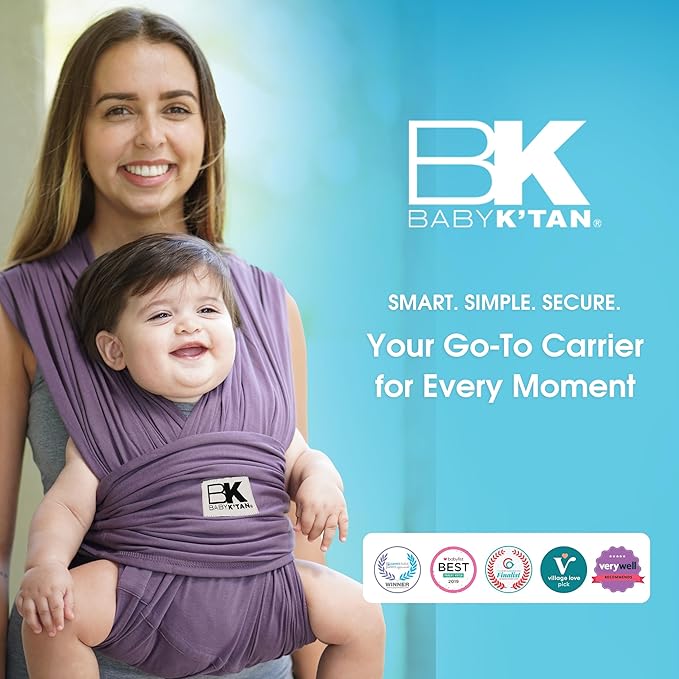 Original Baby K'tan Baby Carrier: #1 Easy Pre-Wrapped, Soft, Slip-On, No Rings, No Buckles | 5 in 1 Baby Sling for Hands-Free Comfort | Eggplant | X-Large