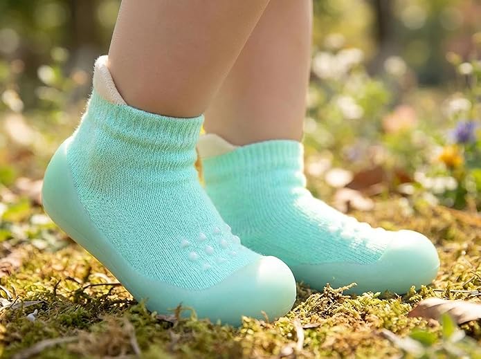 Hstyle Baby Sock Shoes Toddler Walking Shoes Infant Non-Slip Slippers Soft Rubber Sole Sneakers for Baby Boys Girls