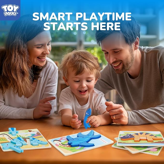 TOY Life Toddler Puzzles Ages 2-4, Wooden Puzzles for Toddlers 1-3, 7 Pcs Dinosaur Puzzle 2 Year Old, Puzzles for Kids Ages 3-5, Toddler Boy Toys 2-3, Educational Learning Toys for 3 Year Old