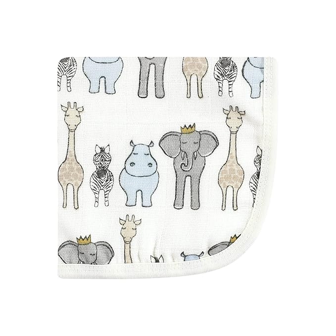 Hudson Baby Unisex Baby Cotton Muslin Washcloths, Royal Safari, One Size