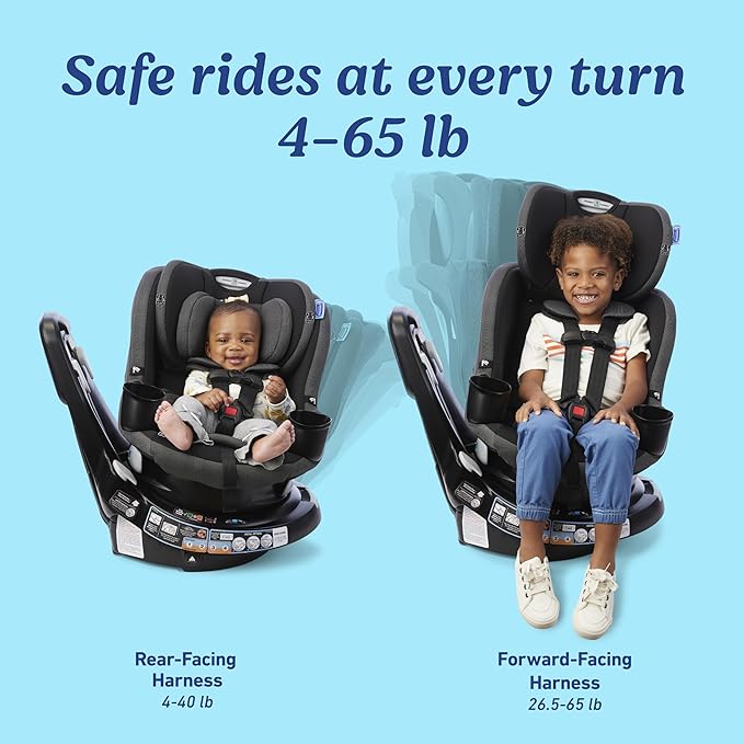 Graco EasyTurn 360 2-in-1 Convertible Car Seat, 360 Degree Rotating Infant to Toddler Rotating Car Seat, 2 Modes Forward and Rear Facing, Slim Design, Cyran