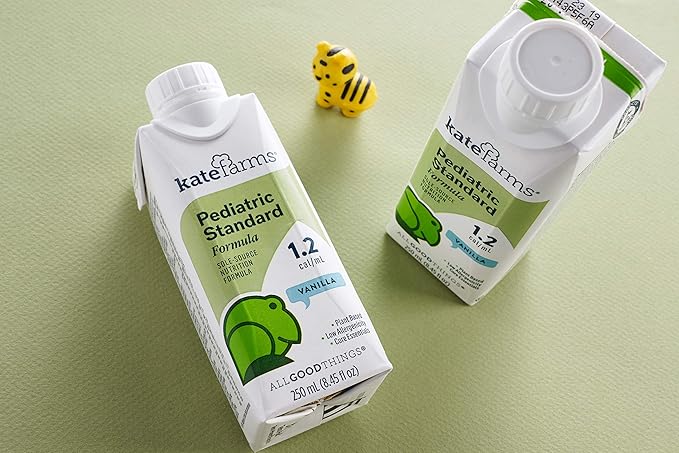 KATE FARMS Organic Plant Based Pediatric 1.2 Sole Source Vanilla Nutrition Shake, 12g of protein, 27 Vitamins and Minerals, Meal Replacement Drink for Kids, Non-GMO, 8.45 Fl oz (Pack of 24)