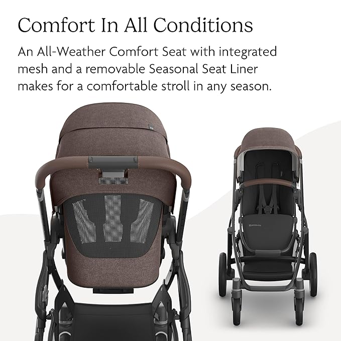 UPPAbaby Vista V3 Convertible Single-to-Double Stroller for Baby & Toddler, 30+ Configurations, Travel System Compatible, All-Wheel Suspension, XL Basket – Owen (Mocha Mélange/Carbon Frame)