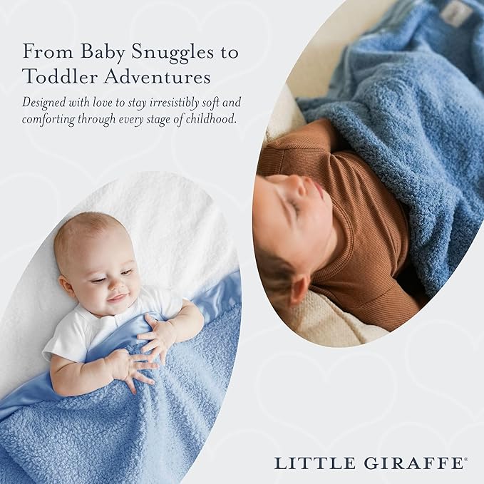 Little Giraffe Chenille Baby Blanket – 29x35” Soft Chenille with Satin Trim, Cornflower | Ultra-Soft, Gentle & Safe, Lightweight & Breathable for Newborns & Toddlers