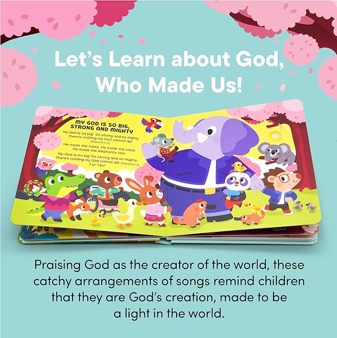 God Made Me Christian Sound Books for Kids - 6 Bible Songs - Baptism, Christening, Dedication Gifts for Boys and Girls - Religious Toys, Music Books for Toddlers 1-3