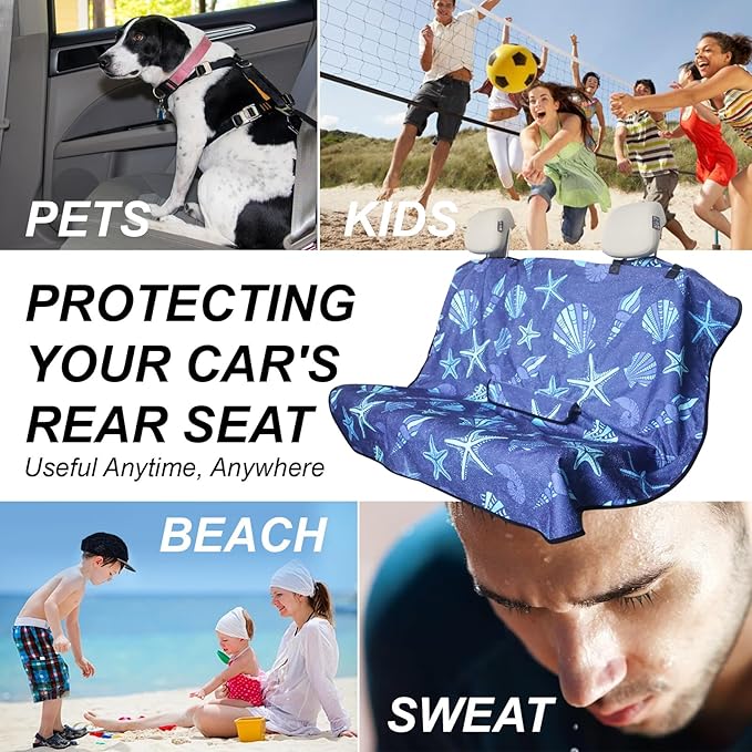 Back Seat Cover Protector for Dogs and Kids, Universal Waterproof Towel Rear Bench Seat Cover for Car, Truck, Van & SUV, Machine-Washable Backseat Car Covers (1pcs Rear Seat)