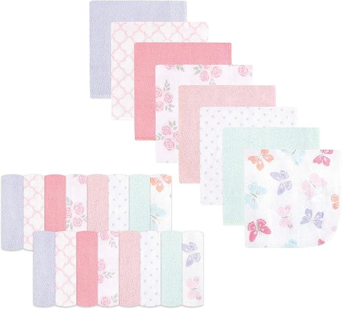 Hudson Baby Unisex Baby Rayon from Bamboo Washcloth Bundle, Butterflies, One Size