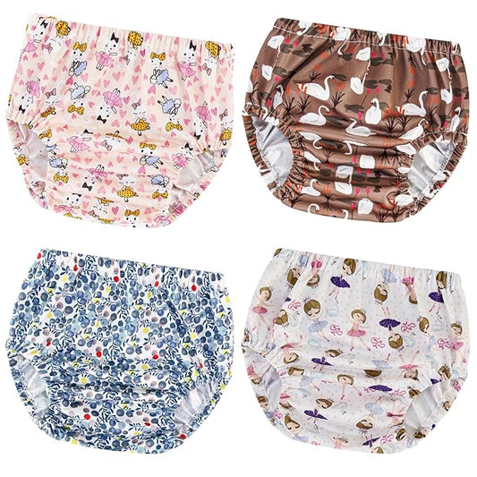 Joyo roy 4Pcs Diaper Covers for Girls Rubber Pants for Toddlers Cloth Plastic Training Pants for Toddlers Rubber Underwear for Toddler Plastic Underwear for Potty Training Baby Girl Diaper Cover 6T