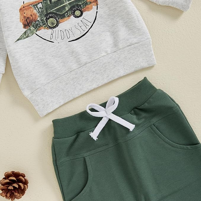 Baby Boy Fall Clothes Set Long Sleeve Letter Print Sweatshirt Pants Toddler Infant Outfits 6 12 18 24 Months 2T