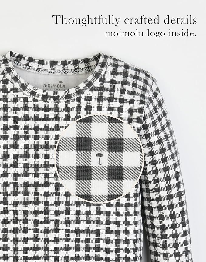 moimoln Baby Toddler Pajama Set Snug-Fit Cotton Modal Sleepwear, Leopard, Check & Solid Mix (6M-8Y, 1/2 Pack)