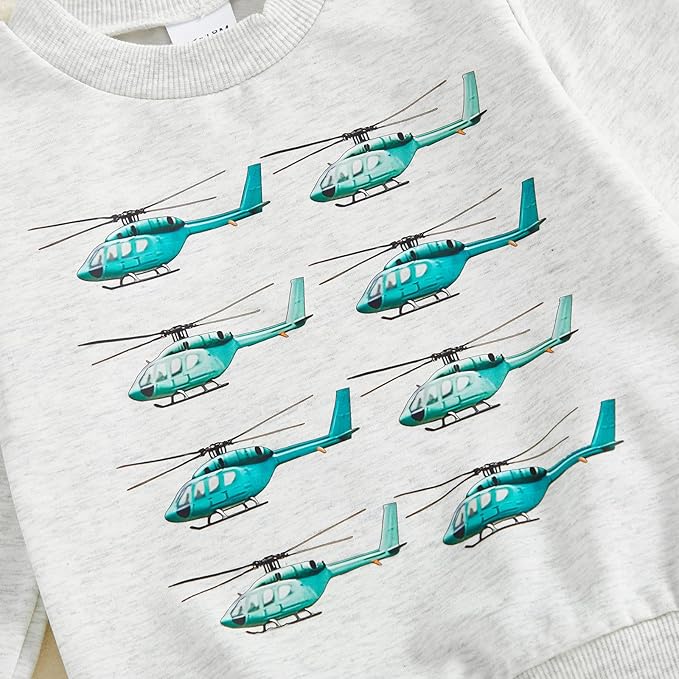 Fernvia Toddler Baby Boy Clothes Set 2T 3T 4T 5T Truck Excavator Print Long Sleeve Sweatshirt Elastic Pants Fall Outfits