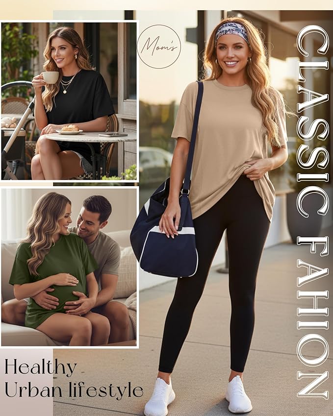 3 Pack Women's Oversize Nursing Breastfeeding Shirts Hidden Zipper Short Sleeve Loose Fit Maternity Tops