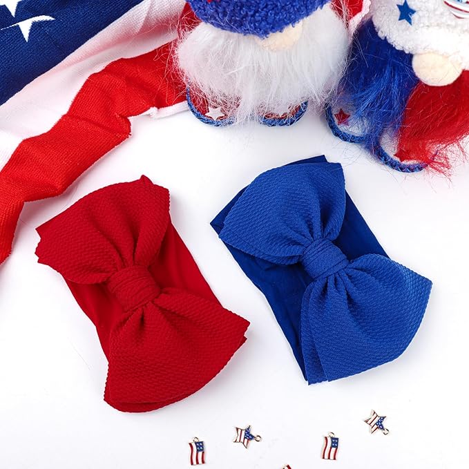 YanJie 4th of July Baby Headbands Red Hair Bow Blue Headband Bow for Girls Independence Day Hair Accessories Newborn Infant Baby Girl Toddler