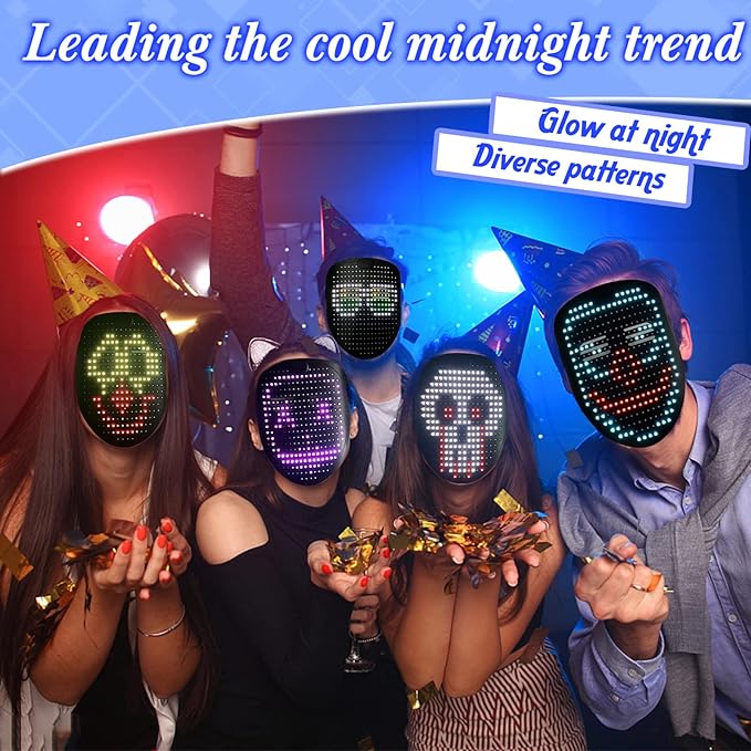 Led Mask Light up Mask with Gesture Sensing, Cool Glowing Toys Masks Great Gift for Halloween Christmas Costume Party