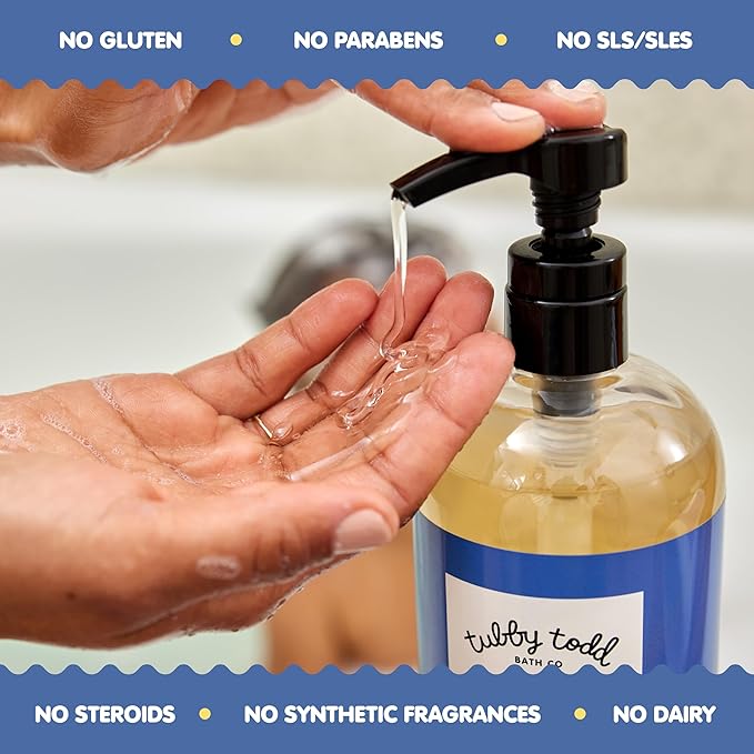TUBBY TODD's Baby Body Wash & All Over Ointment Eczema Set - Gentle, Hypoallergenic Skincare for Newborns & Toddlers - 25oz, Lavender Rosemary