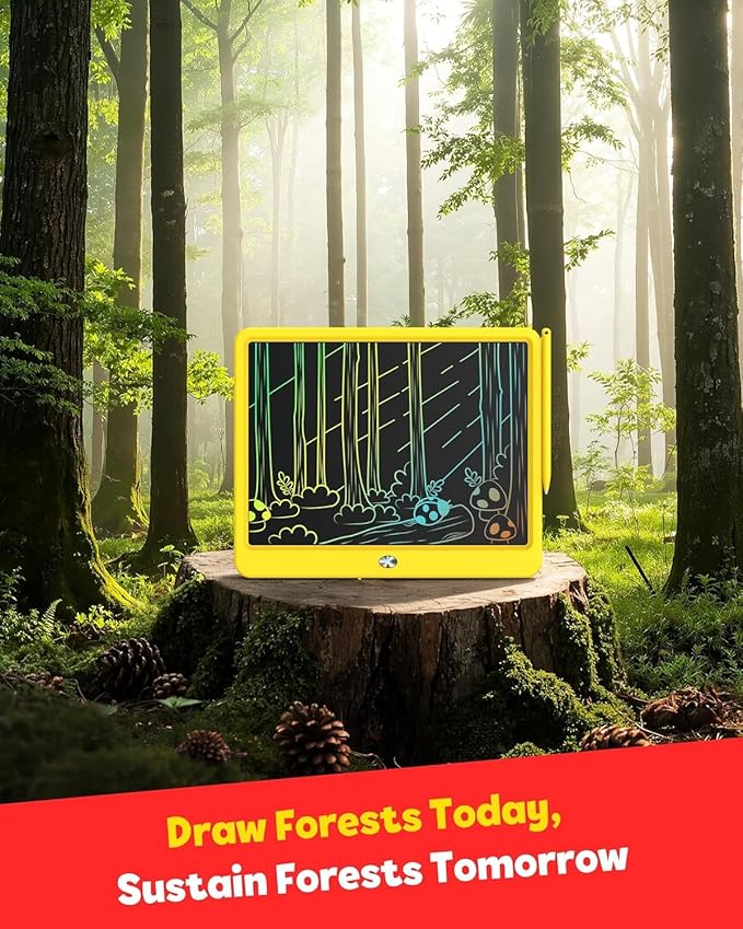 TEKFUN LCD Writing Tablet, 16inch Colorful Drawing Tablet Writing Pad, Kids Travel Essentials, Kids Toys for 3 4 5 6 7 8 Year Old Girls Boys (Yellow)
