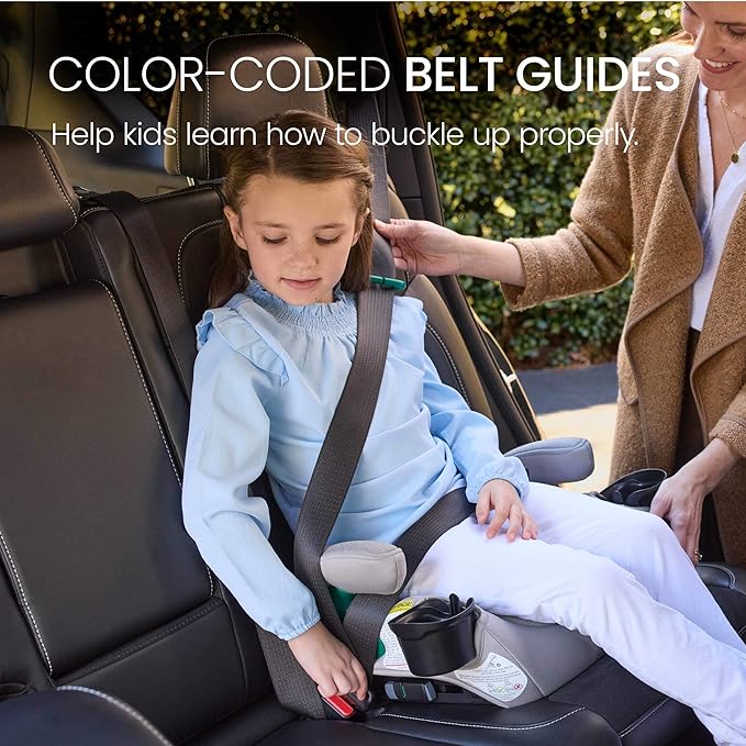 Britax UpNGo Click Backless Booster Car Seat with Rigid Latch, Lightweight and Portable Travel Booster with Slim Design and PosturePlus, Accommodates Kids up to 120 Lbs and 63” – Parchment